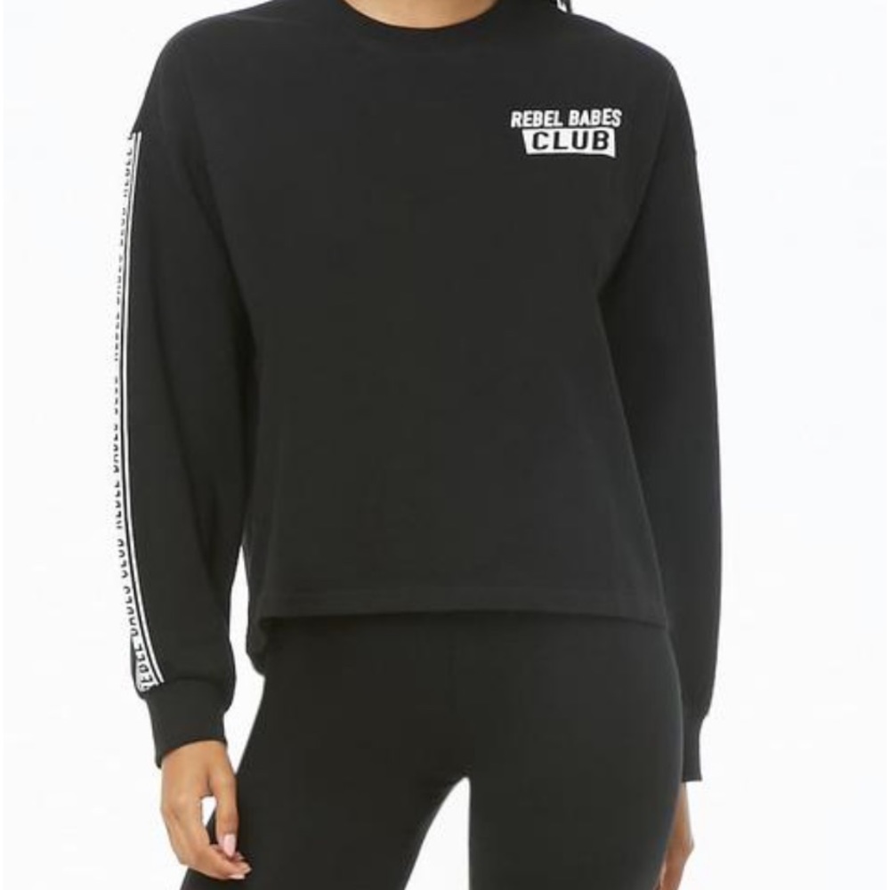 Forever 21 Sweathirt Size Small Rebel Babes Club Black with White